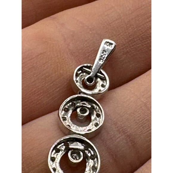 Vintage Diamond 10K White Gold Pendant Signed AFJC Triple Circle Jewelry - Picture 3 of 6